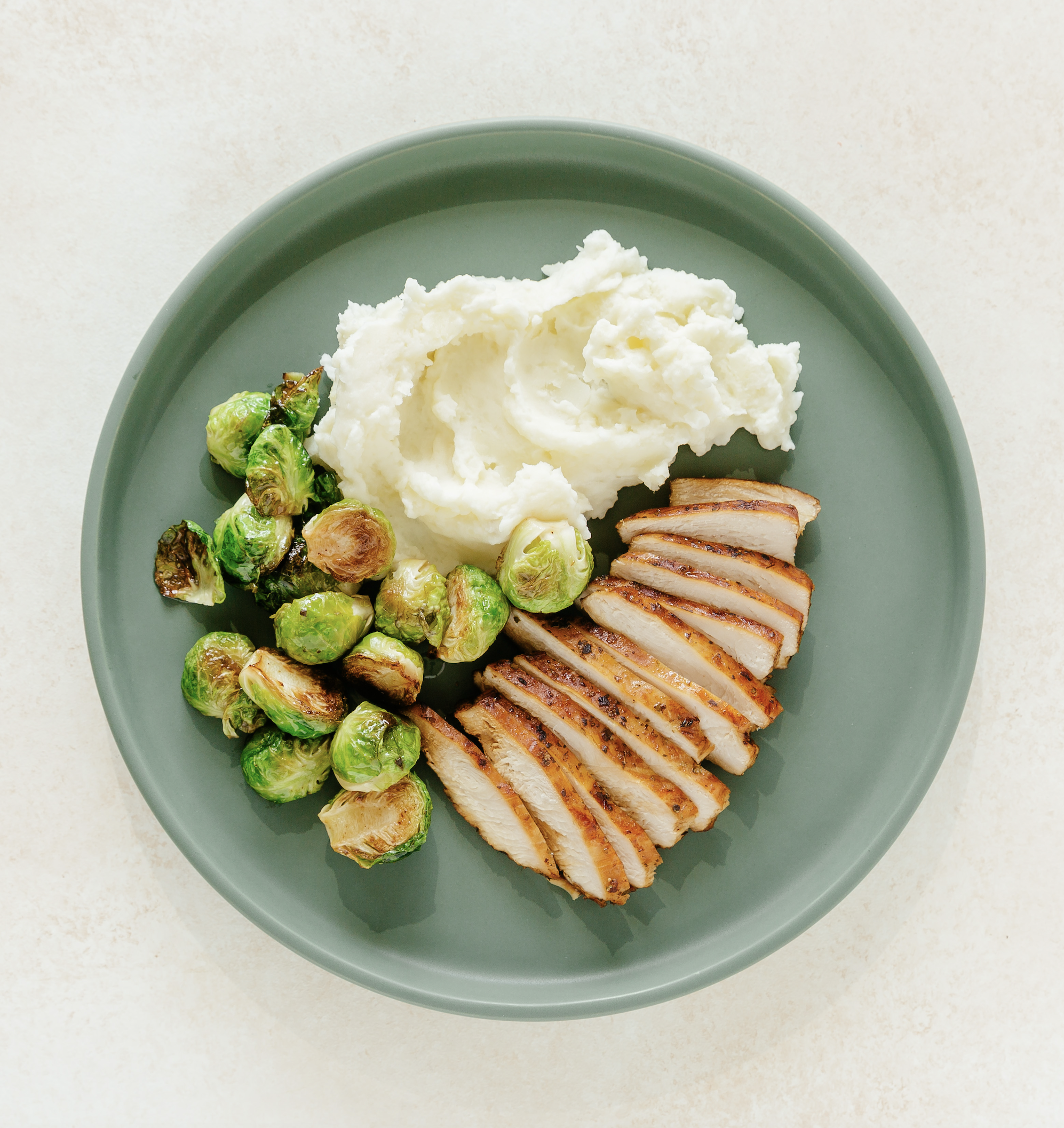 Balsamic Chicken with Mashed Potatoes and Brussels Sprouts