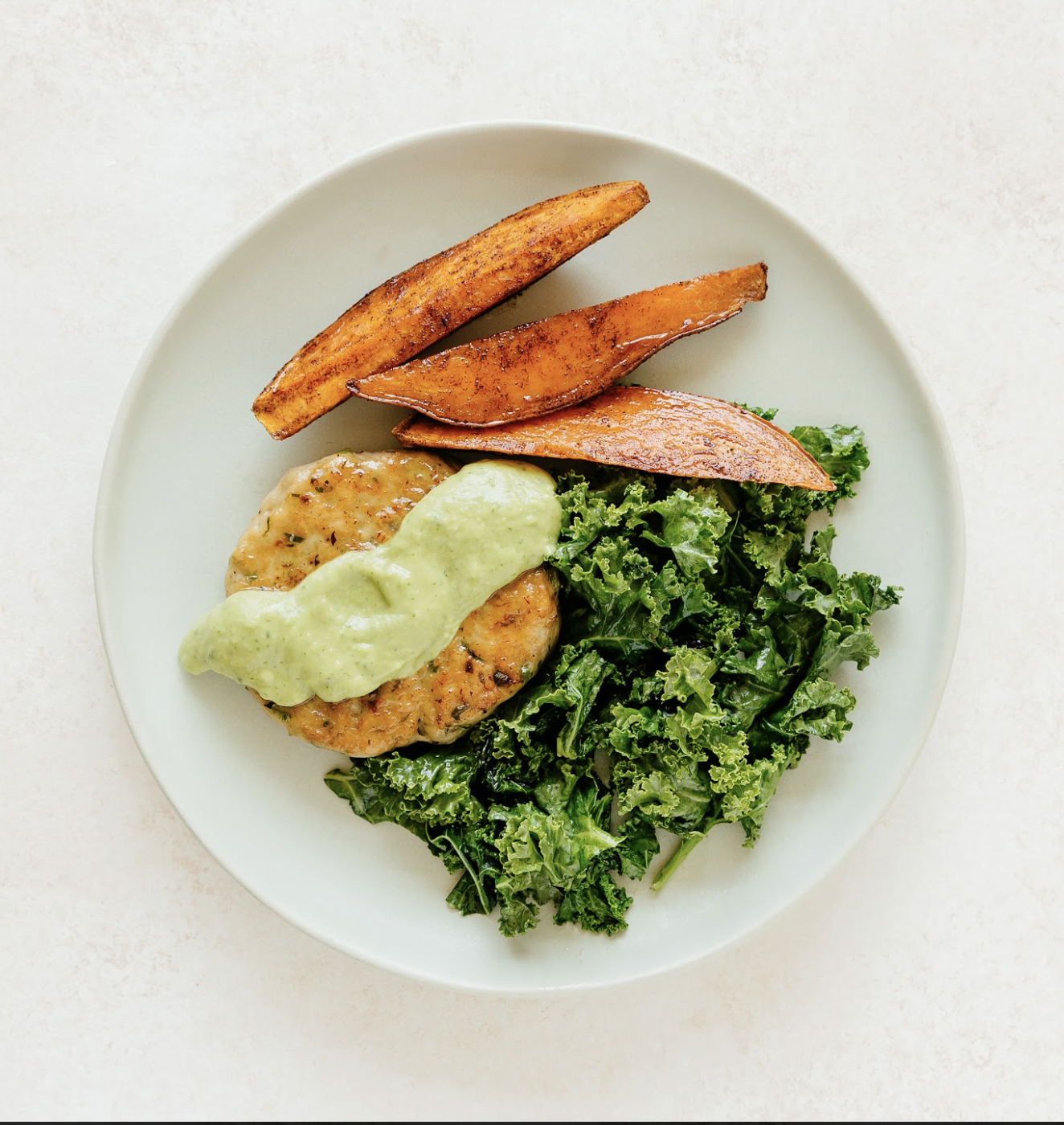 Zesty Chicken Patty with Chipotle Sweet Potato and Sautéed Kale